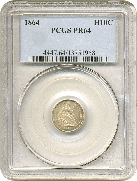 image for: 1864 H10c  PCGS Proof 64 