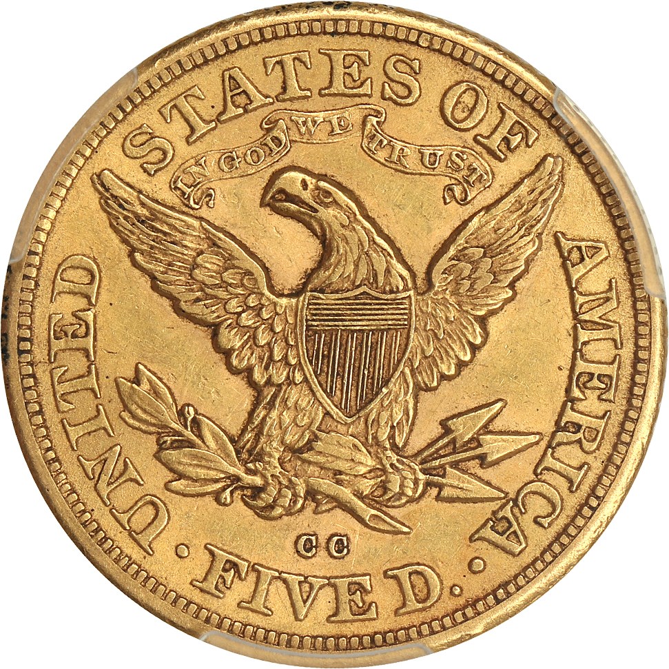 image for: 1879-CC $5 PCGS/CAC AU55+