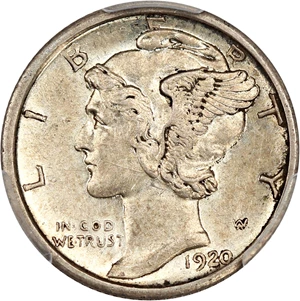 image for: 1920-D 10c PCGS AU53