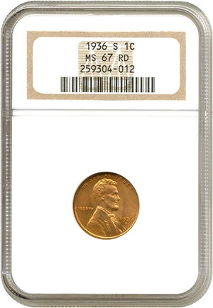 image for: 1936-S 1c NGC MS67 RD
