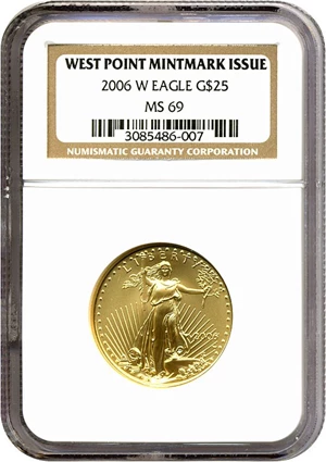 image for: 2006-W $25 Gold Eagle NGC MS69 ex: West Point Mintmark Issue