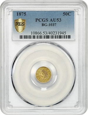 image for: 1875 Cal. Gold 50c PCGS AU53 (BG-1037)