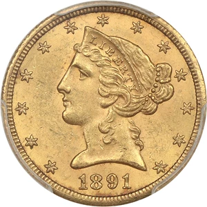 image for: 1891-CC $5 PCGS MS63