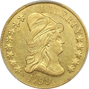 image for: 1799 $10 PCGS AU50 (Large Stars Obverse)