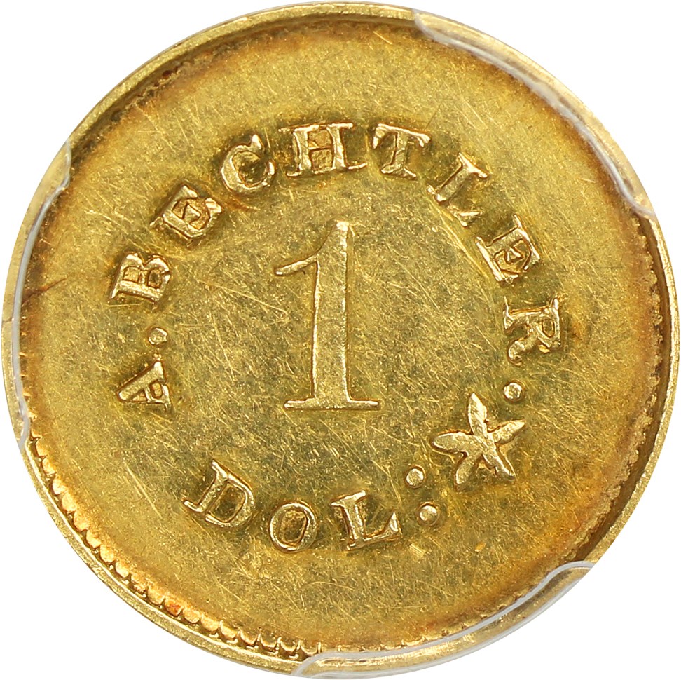 image for: A. Bechtler G$1 PCGS UNC Details (Cleaning, Plain Edge)