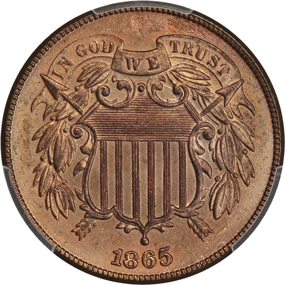 image for: 1865 2c PCGS MS65 RD (Plain 5)