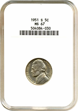 image for: 1951-S 5c NGC MS67