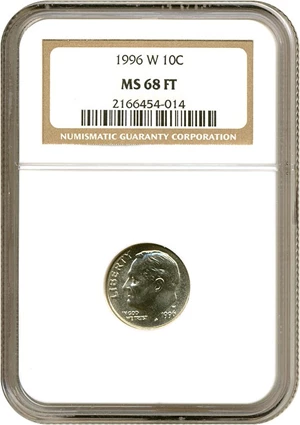 image for: 1996-W 10c NGC MS68 FT