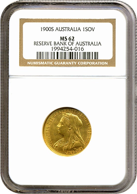 image for: Australia: 1900-S Sov (KM-13) NGC MS62 ex: Reserve Bank of Australia
