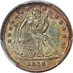 image for: 1838 No Drapery, Large Stars H10c PCGS MS64