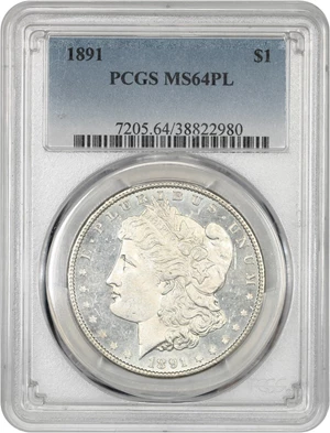 image for: 1891 $1 PCGS MS64 PL