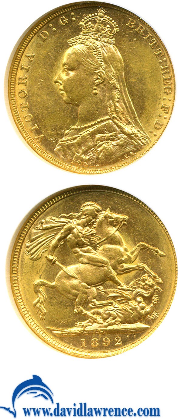 image for: Australia: 1892-M Sov Jubilee Head (KM-10) NGC MS61 ex: Reserve Bank of Australia