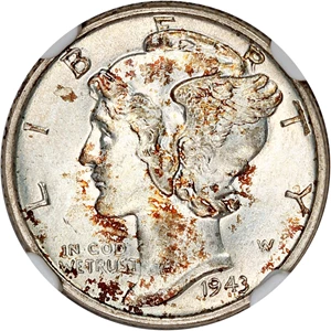 image for: 1943-D/D 10c NGC MS67 FB (VP-001)