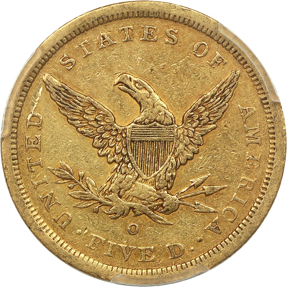 image for: 1843-O $5 PCGS XF45 (Small Letters) ex: Fairmont
