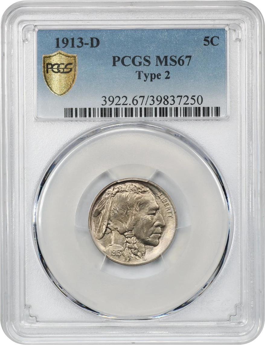 1913 D Type 2 Indian Head Buffalo Nickel G Good 5c SKU:IPC6777