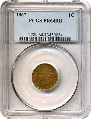 image for: 1867 1c PCGS Proof 64 RB