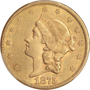 image for: 1875-CC $20 PCGS AU53