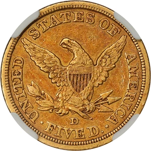 image for: 1843-D $5 NGC XF40 (Medium D)