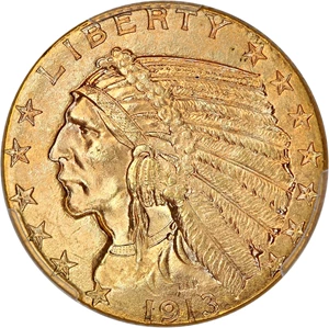 image for: 1913 $5 PCGS/CAC MS64+