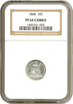 image for: 1868 10c NGC Proof 64 Cameo