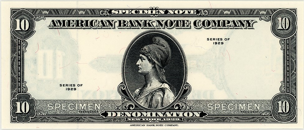 image for: American Bank Note Company 1929 New York $10 Specimen PCGS Choice New 64 (PPQ)