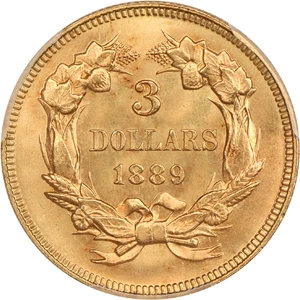 image for: 1889 $3 PCGS MS65