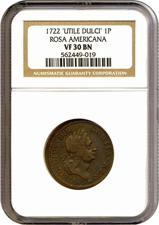 image for: 1722 Penny Rosa Amer, UTILEDULC NGC VF30 BN