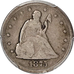 image for: 1875-S 20c PCGS VG Details (Cleaned)