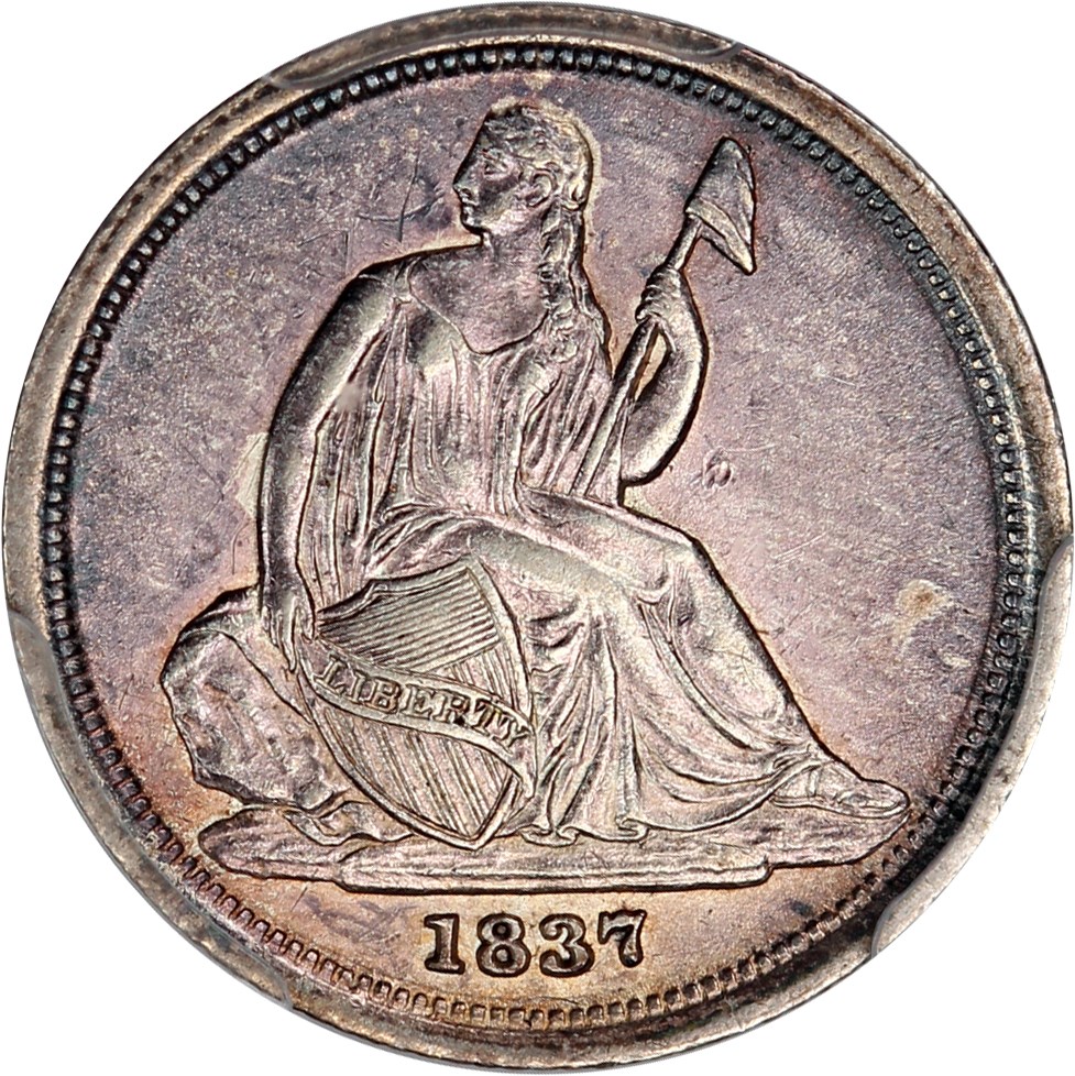image for: 1837 10c PCGS AU58 (No Stars, Small Date)
