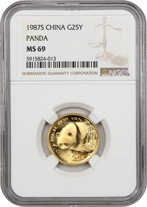 image for: China: 1987-S Gold Panda 25 Yuan NGC MS69