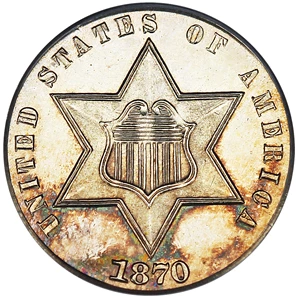 image for: 1870 3cS PCGS/CAC Proof 63