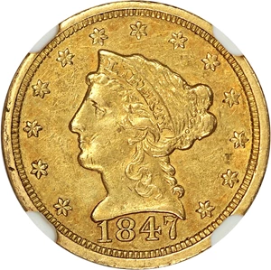 image for: 1847-C $2 1/2 NGC AU55