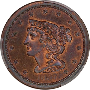 image for: 1857 1/2c PCGS/CAC Proof 65 RB