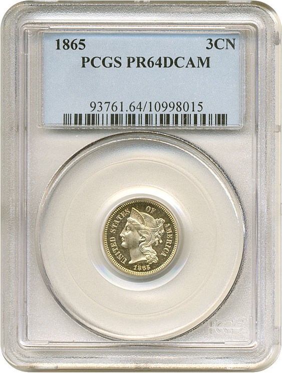 image for: 1865 3cN  PCGS Proof 64 DCameo