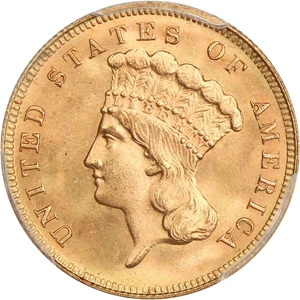 image for: 1889 $3 PCGS MS65