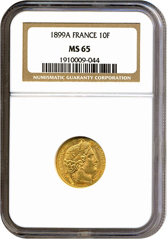 image for: France: 1899-A 10 Fr  NGC MS65