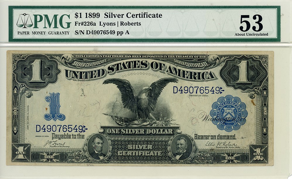 image for: FR. 226a 1899 $1 Silver Certificate PCGS About New 53