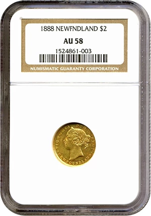 image for: Newfoundland: 1888 $2 NGC AU58