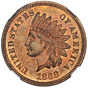 image for: 1868 1c NGC Proof 65 RB (Medallic Alignment)