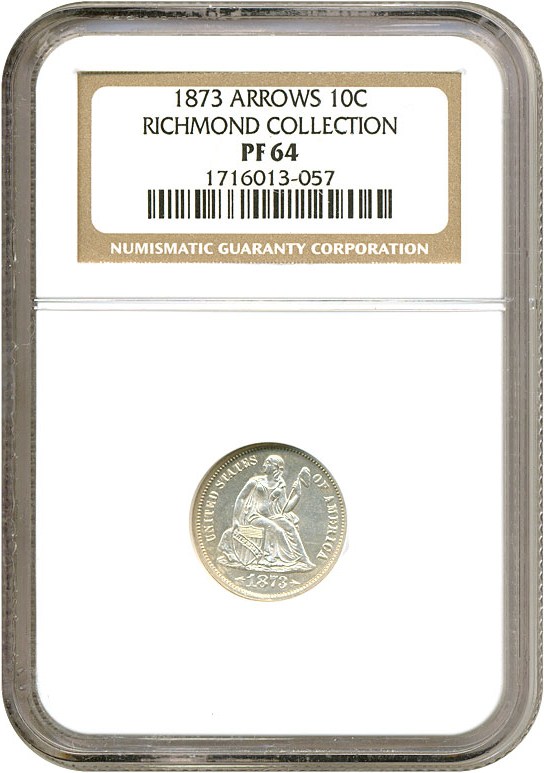 image for: 1873 10c Arrows NGC Proof 64 ex: Richmond