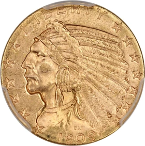 image for: 1909-D $5 PCGS/CAC MS64+