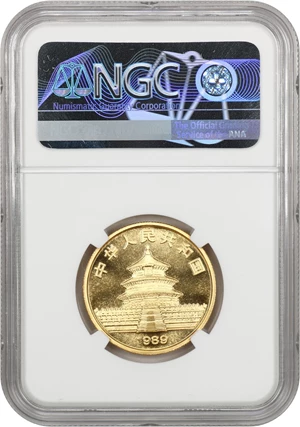 image for: China: 1989 Gold Panda 50 Yuan NGC MS69 (Small Date)
