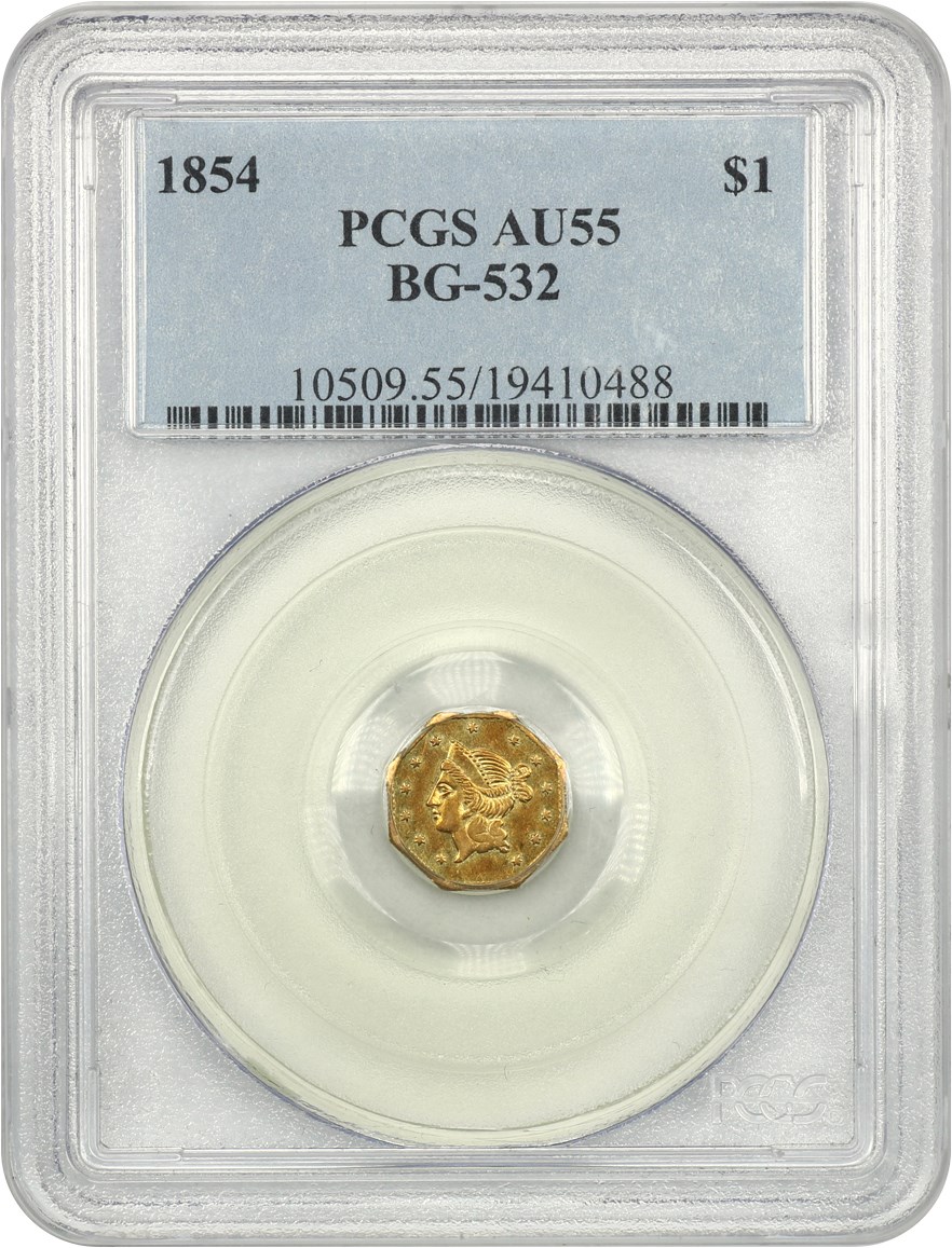 image for: 1854 Cal. Gold $1 PCGS AU55 (BG-532)