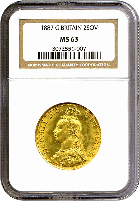 image for: Great Britain: 1887 2 Sov  NGC MS63 (S-3865)
