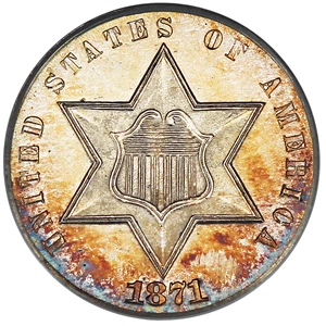 image for: 1871 3cS PCGS/CAC Proof 63