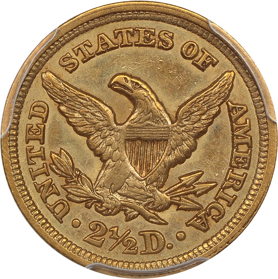 image for: 1849 $2 1/2 PCGS AU58