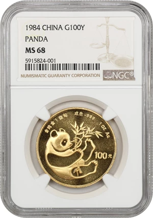 image for: China: 1984 Gold Panda 100 Yuan NGC MS68