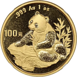 image for: China: 1998 Gold Panda 100 Yuan NGC MS69 (Small Date)