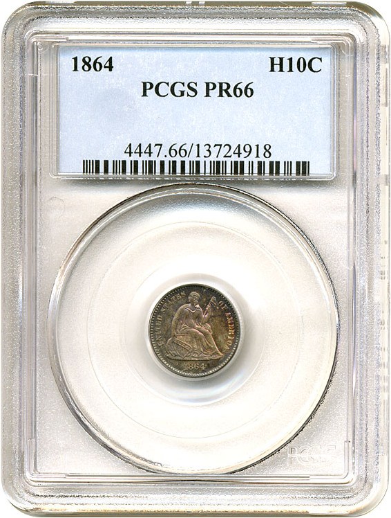image for: 1864 H10c  PCGS Proof 66