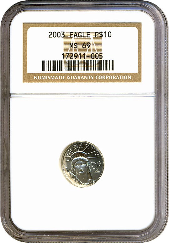 image for: 2003 $10 Platinum Eagle NGC MS69 